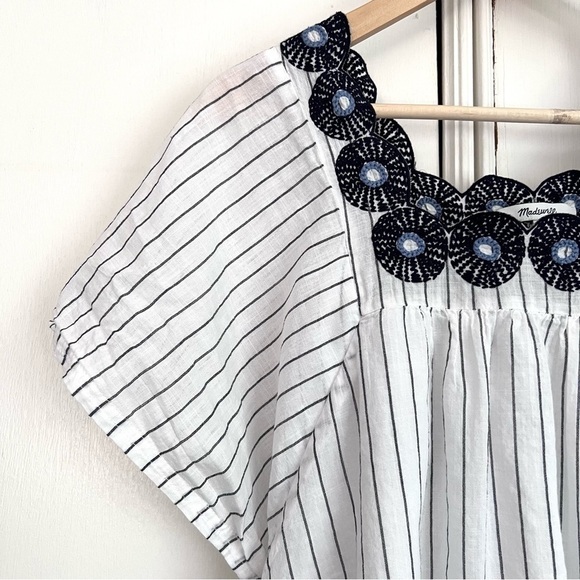 Madewell Embroidered Butterfly Dress in Stripe Dark Metal Size‎ XXS Retro 70s - Picture 5 of 11